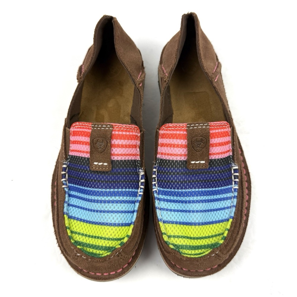 Ariat Cruiser Shoes 7 Palm Brown Canvas  Colorful Southwest Moccasin Womens NEW